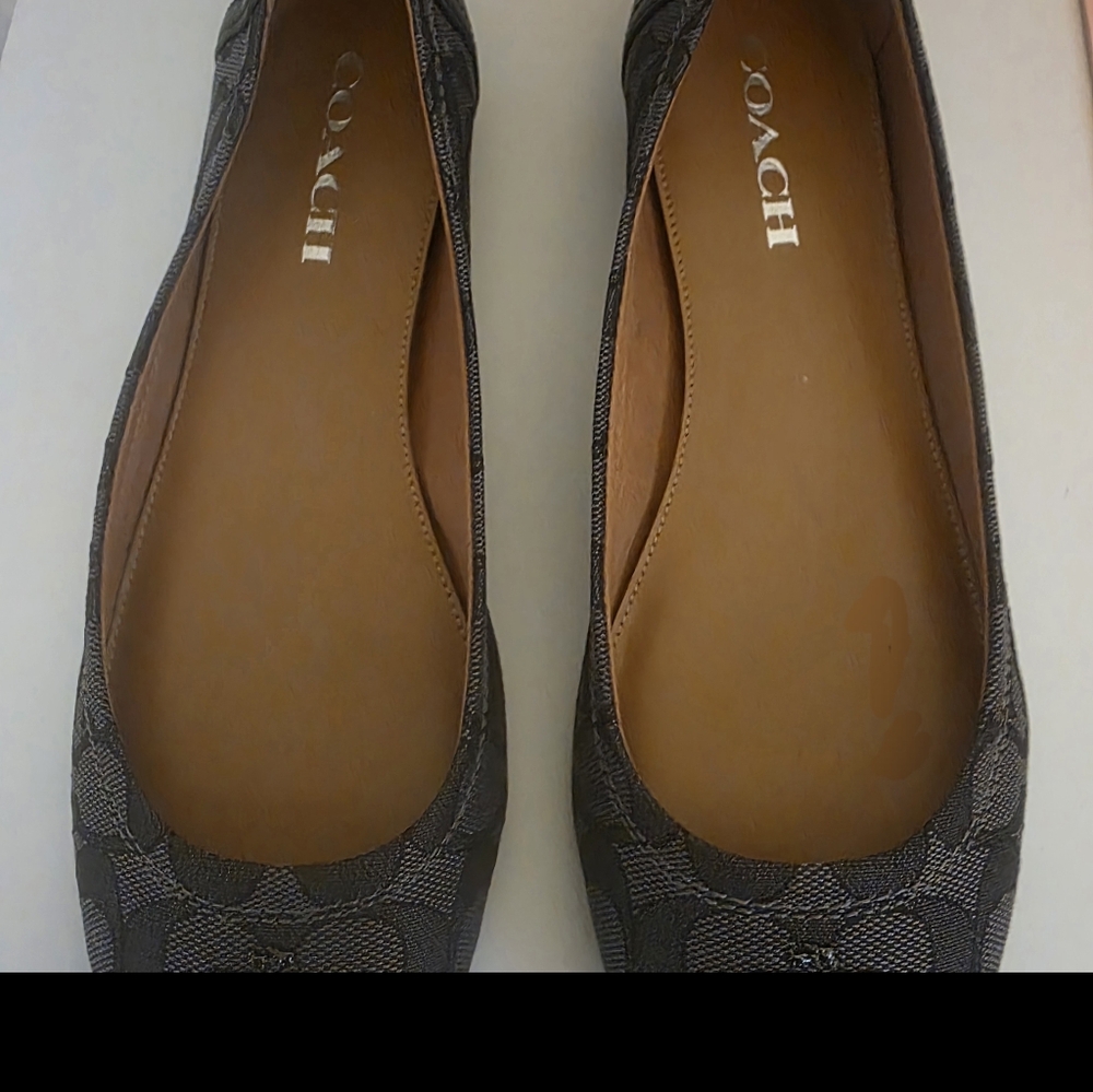 Coach Brown/Black Signature Canvas Cap-Toe Ballet Flats - Picture 3 of 6
